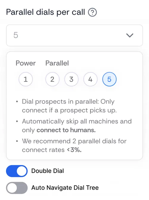 Parallel Dialing Settings
